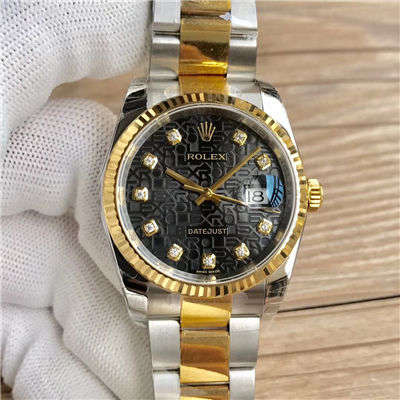 【DJ一比一超高仿手表】劳力士36日志型系列116233、116203、116233黑盘镶钻蚝式表带腕表