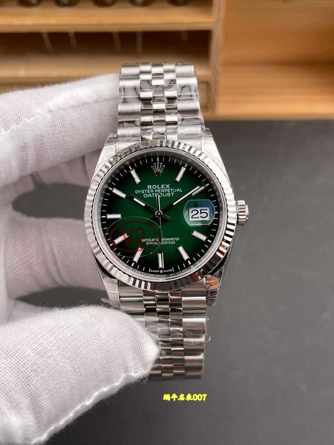 VS 烟熏绿日志劳力士高仿手表搪瓷渐变绿日志V2版36mm /  