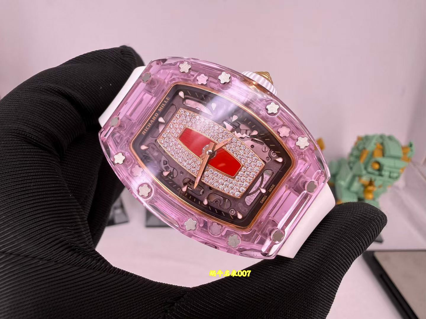 高端定制 RM07-01粉水晶Richard Mille  RM 07-01红唇女表中国1:1复刻手表 /  
