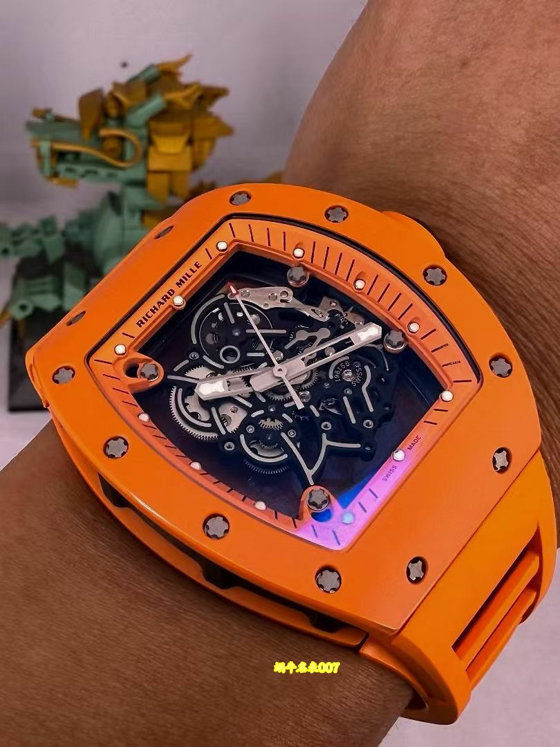 高端定制 小贵 Richard Mille RM 055理查德米勒表RM055白陶瓷 原装数据钛包胶壳套vaucher机芯 /  