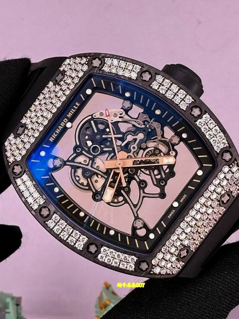高端定制 小贵 Richard Mille RM 055理查德米勒表RM055白陶瓷 原装数据钛包胶壳套vaucher机芯 /  