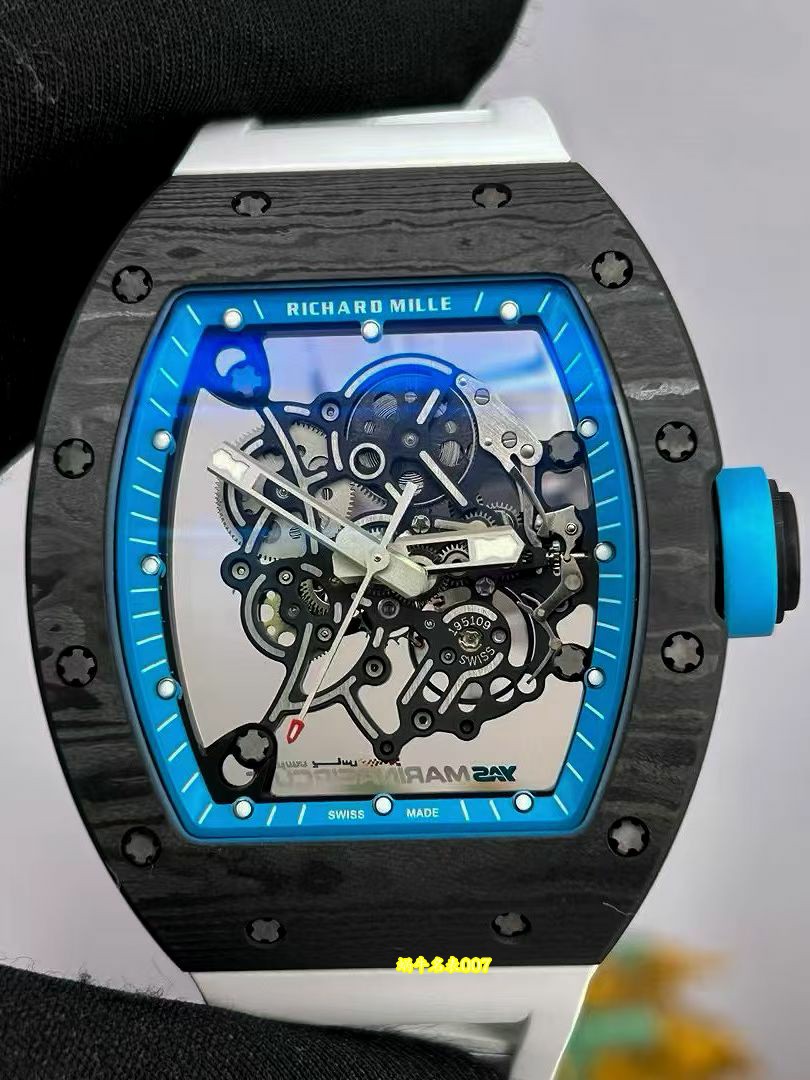 高端定制 小贵 Richard Mille RM 055理查德米勒表RM055白陶瓷 原装数据钛包胶壳套vaucher机芯 /  