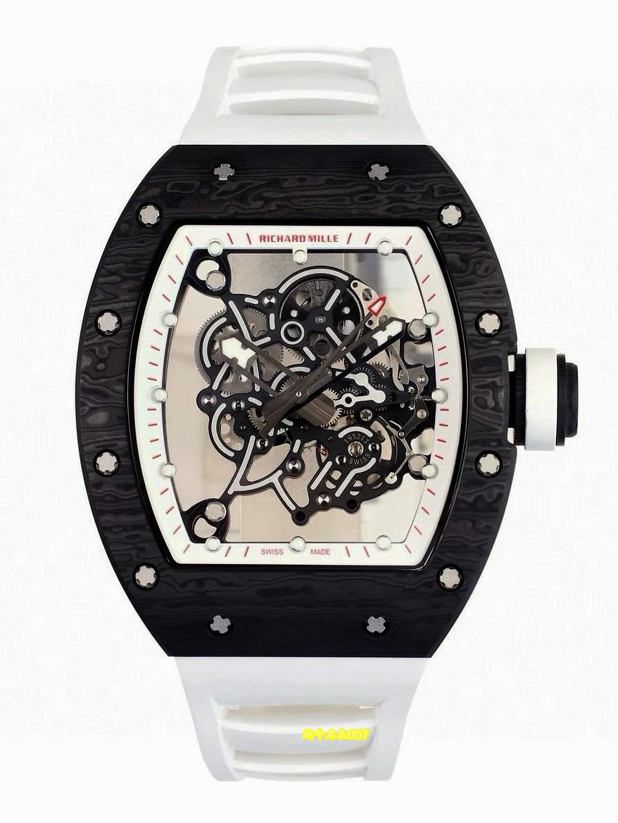 高端定制 小贵 Richard Mille RM 055理查德米勒表RM055白陶瓷 原装数据钛包胶壳套vaucher机芯 /  
