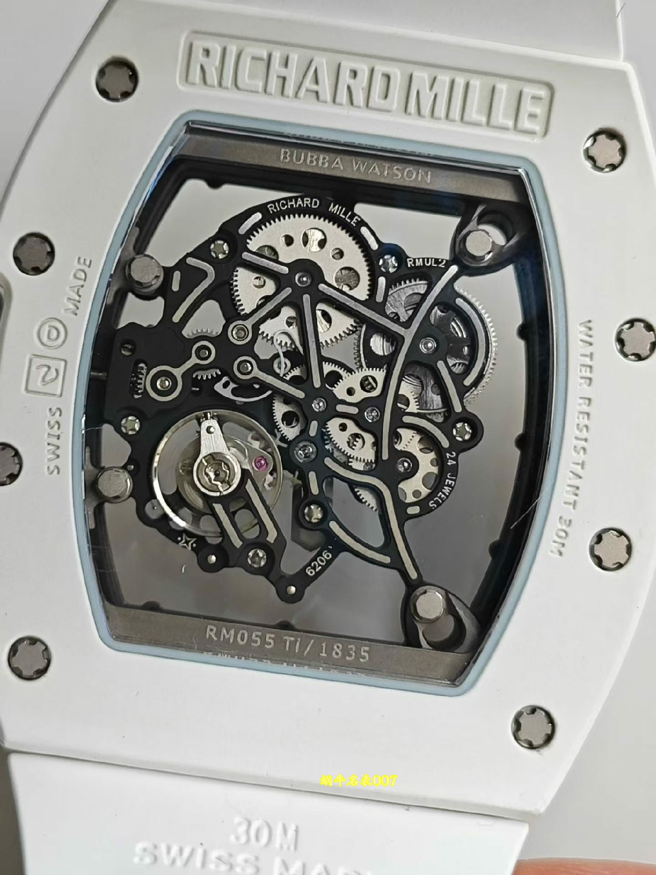 高端定制 小贵 Richard Mille RM 055理查德米勒表RM055白陶瓷 原装数据钛包胶壳套vaucher机芯 /  