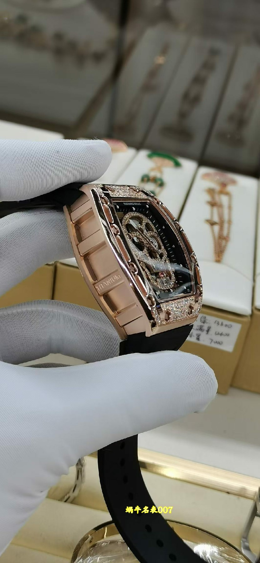 Richard Mille 高端定制理查德米勒RM52 骷髅头 RM 52真金包金 真钻顶级复刻手表 /  