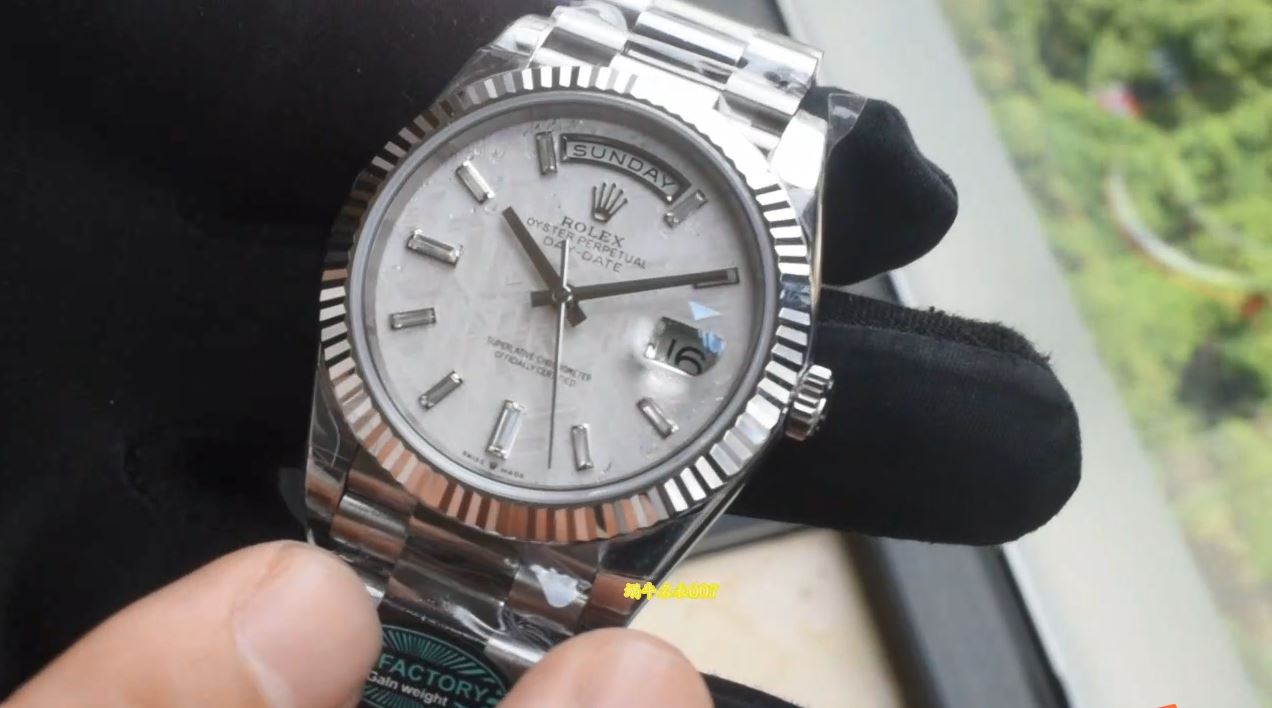 视频RC Rolex Day-Date copy watch 劳力士星期日历型高仿手錶m228239-0055腕表