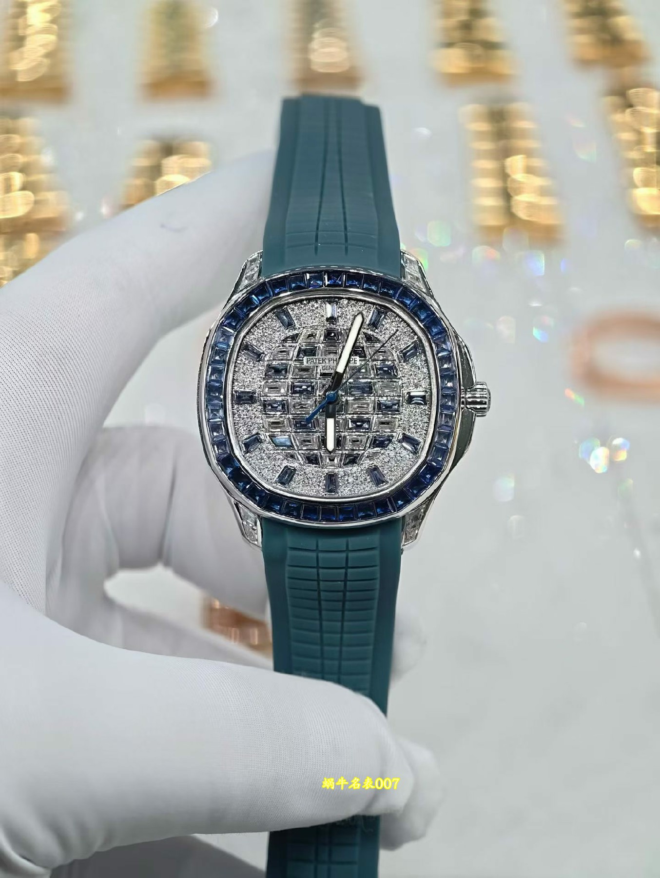 百达翡丽AQUANAUT Patek Philippe Gold-plated real diamonds Replica watch 5268/461G-001包金真钻 腕表 /  