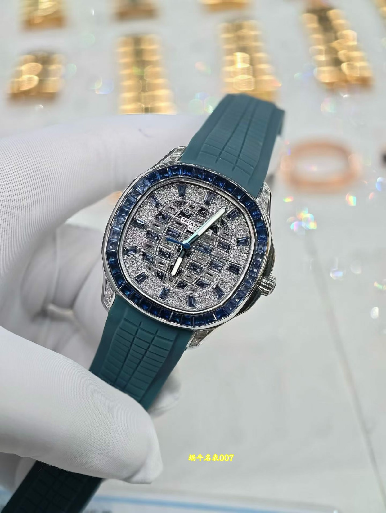 百达翡丽AQUANAUT Patek Philippe Gold-plated real diamonds Replica watch 5268/461G-001包金真钻 腕表 /  