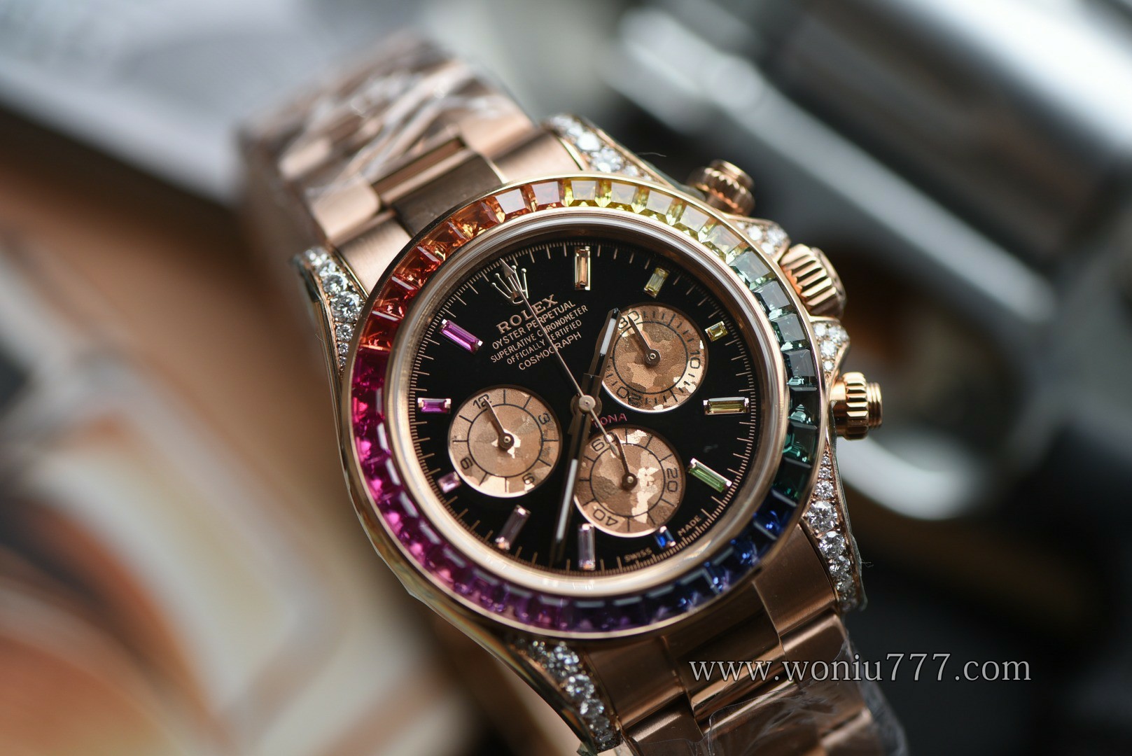 劳真钻包金 力士迪通拿彩虹迪116595 RBOW 高仿手表腕錶 replica Rolex watch Rainbow /  
