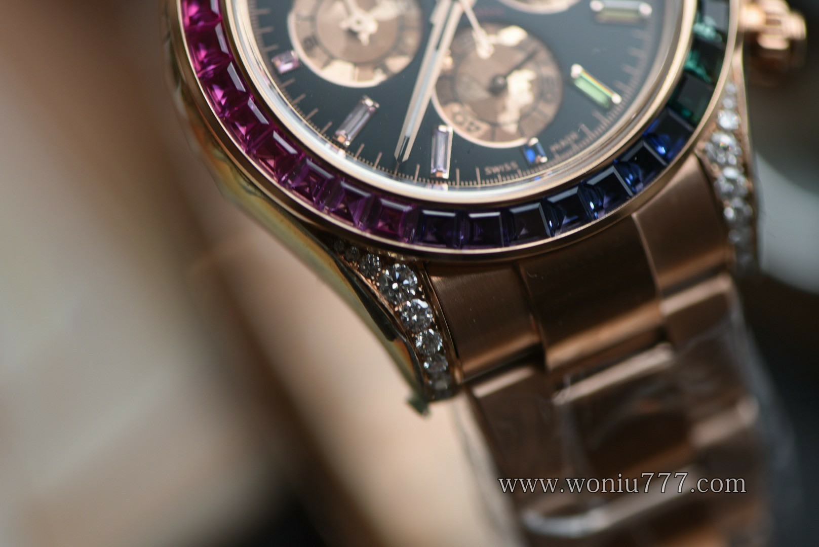 劳真钻包金 力士迪通拿彩虹迪116595 RBOW 高仿手表腕錶 replica Rolex watch Rainbow /  