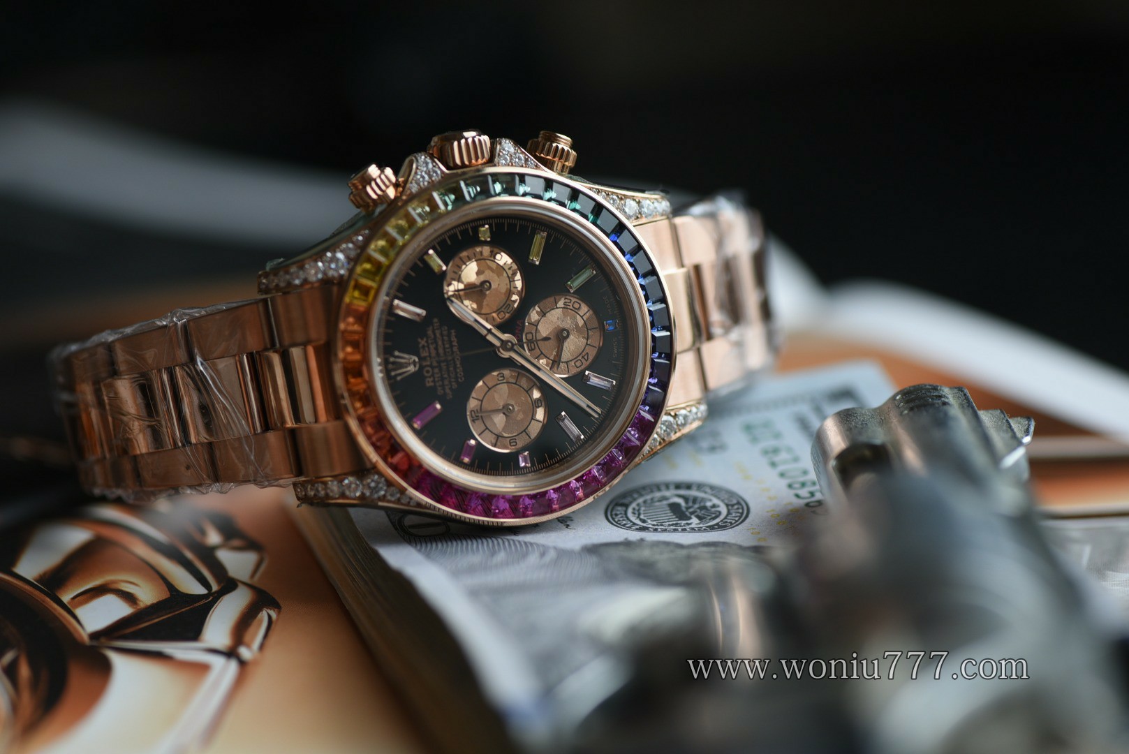 劳真钻包金 力士迪通拿彩虹迪116595 RBOW 高仿手表腕錶 replica Rolex watch Rainbow /  