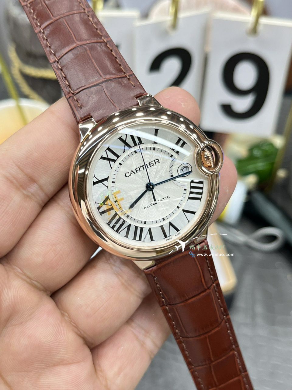 AF Cartier blue balloons men style 42mm clone WE9009Z3 watches  / K363