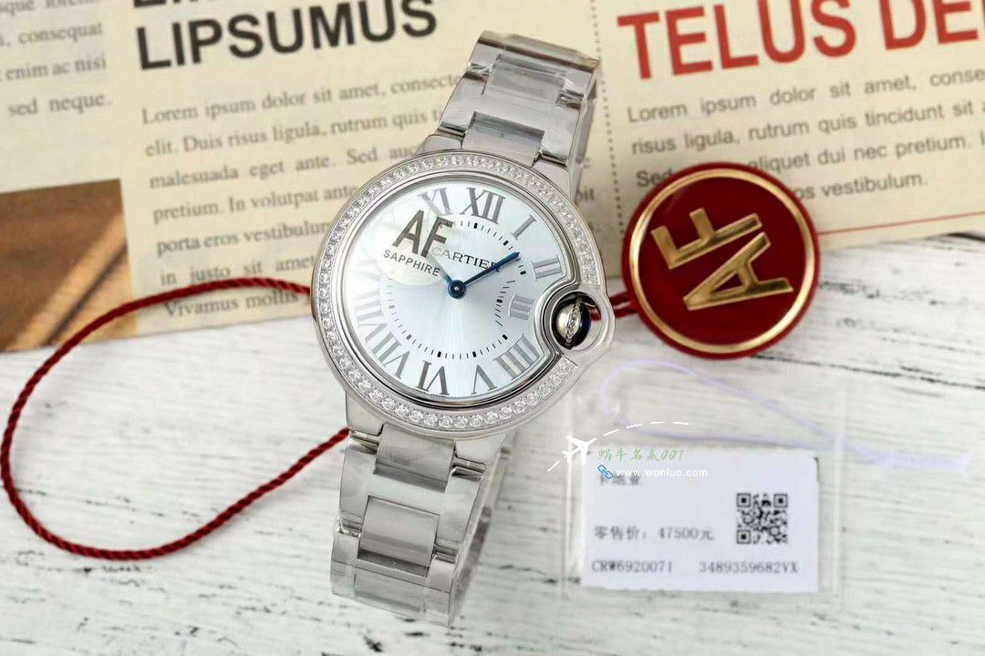 AF Cartier blue balloons 33mm quartz movement  clone   Women  watch series WSBB0047 watches  / K367