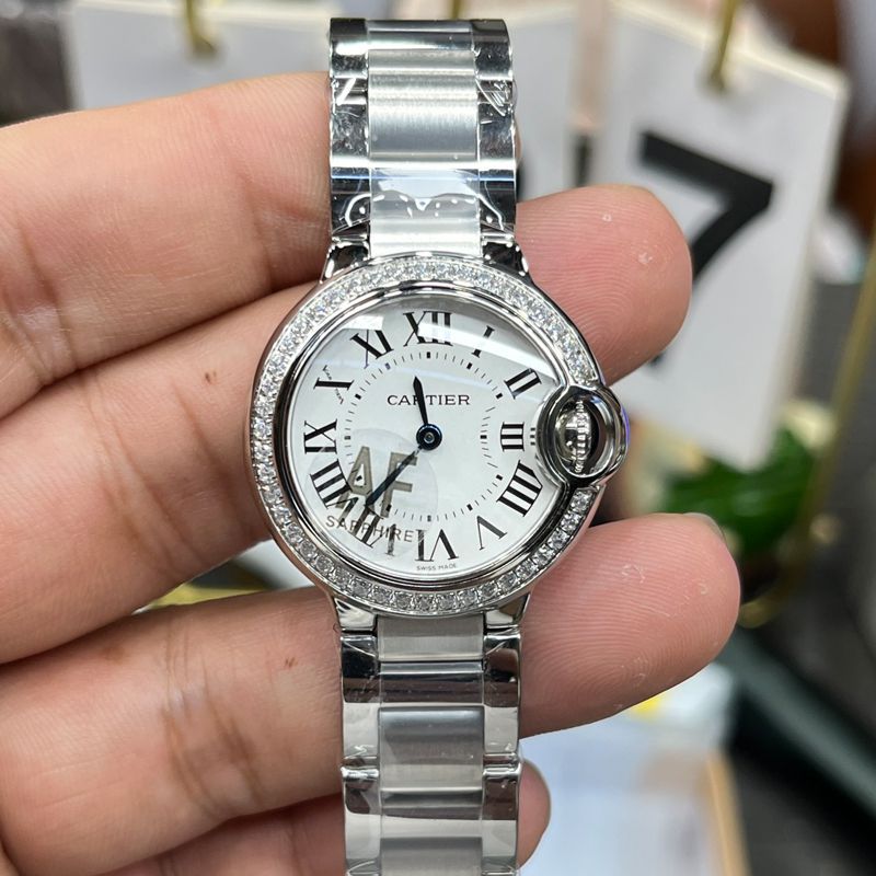 AF Cartier blue balloons women  28  mm TOP clone watchW4BB0015，W4BB0029 watches 