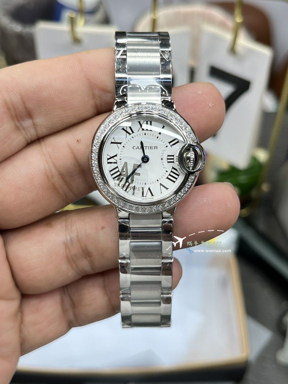 AF Cartier blue balloons women  28  mm TOP clone watchW4BB0015，W4BB0029 watches  / K370