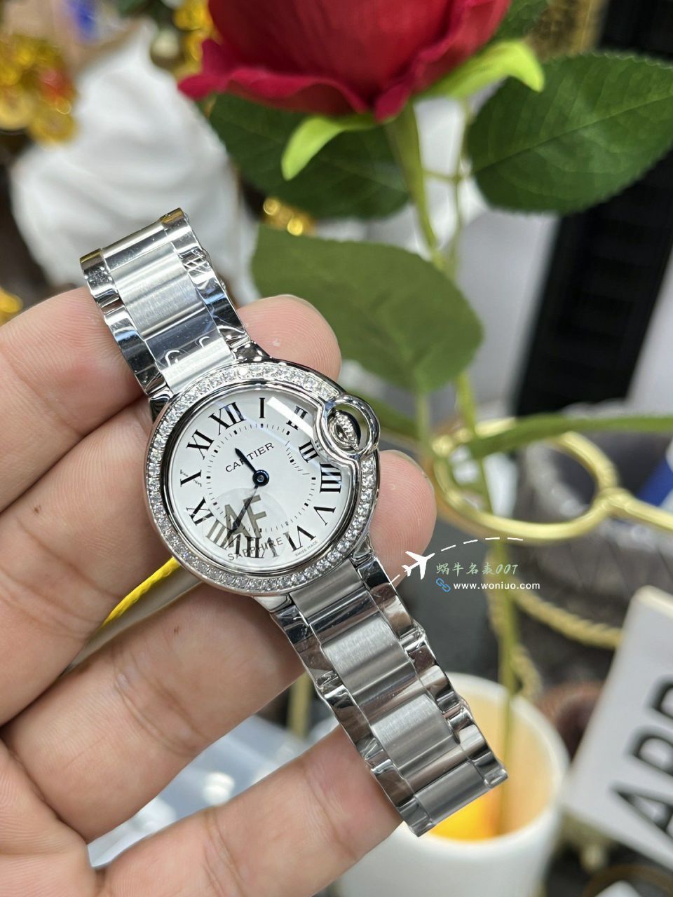 AF  clone  Women watchCartier blue balloons28mm series W6920038 watch / K372