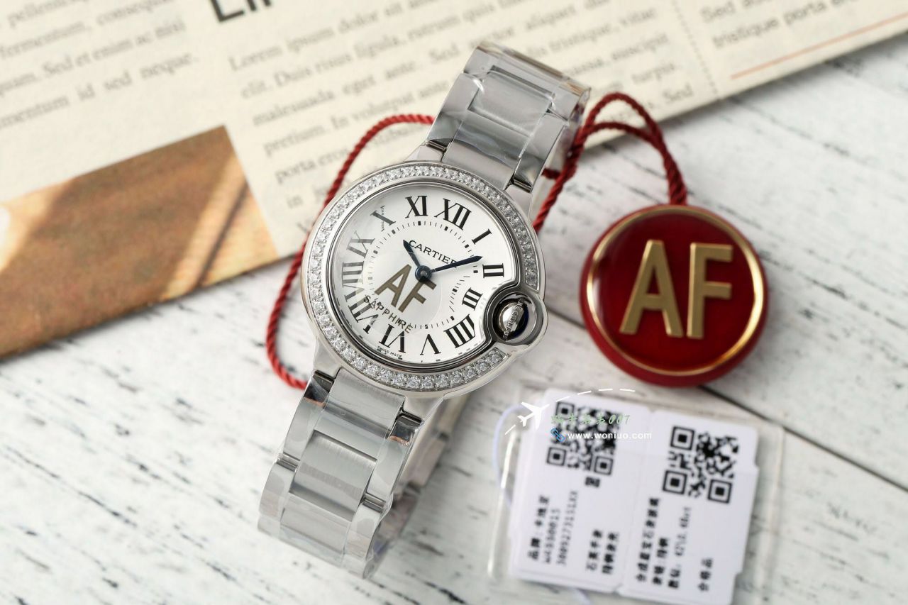 AF  clone  Women watchCartier blue balloons28mm series W6920038 watch / K372