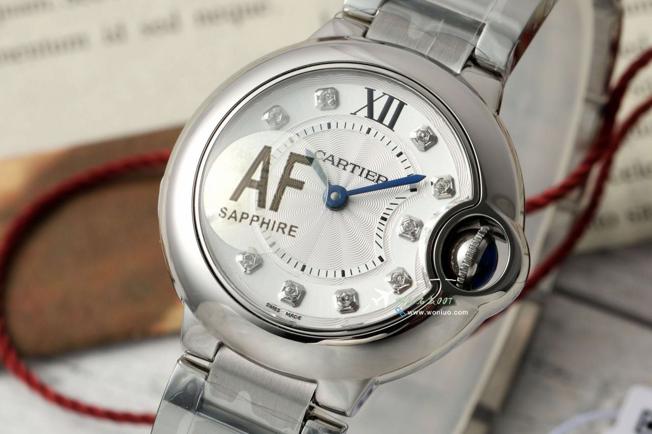 AF  clone  Women watchCartier blue balloons28mm series W6920038 watch / K372