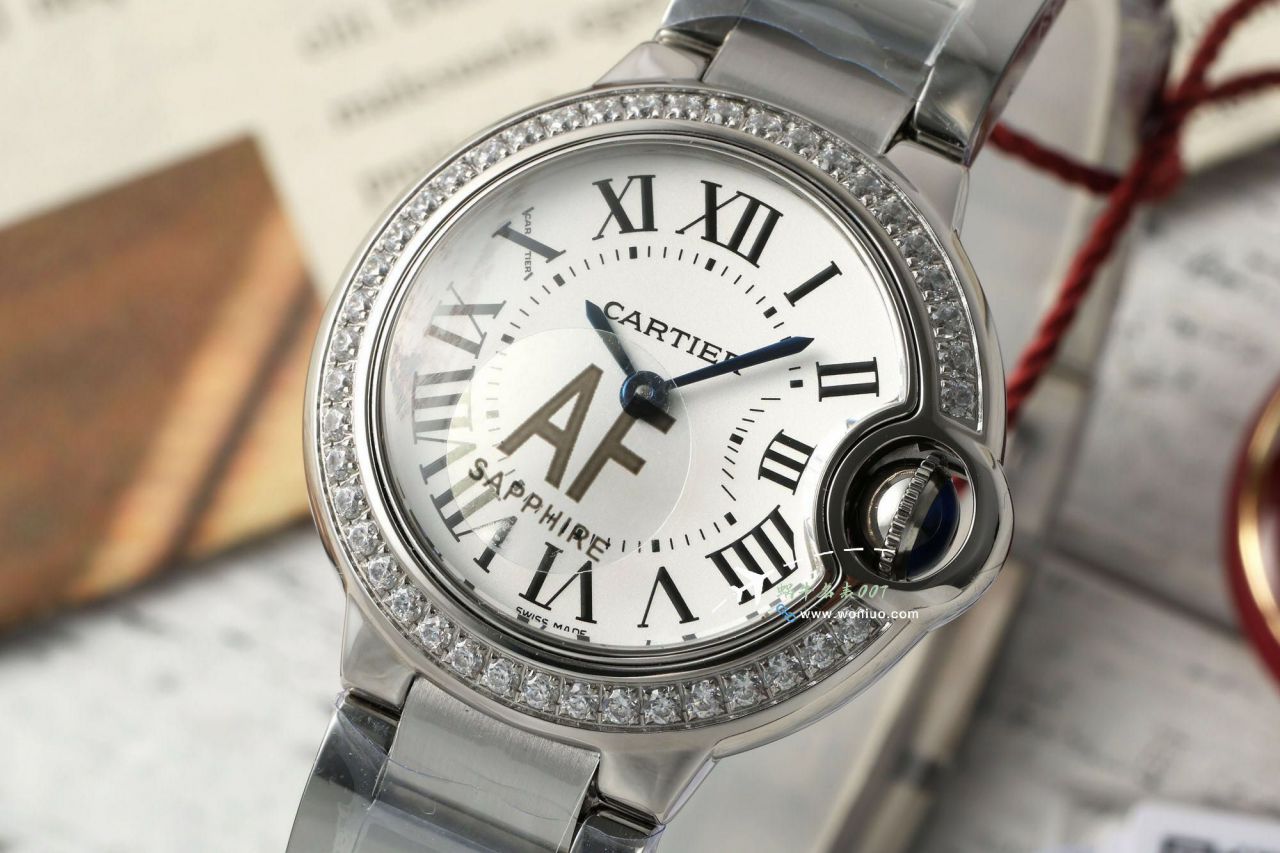 AF Cartier blue balloons28mm  Women  watch clone  series W69007Z3 watches  / K373