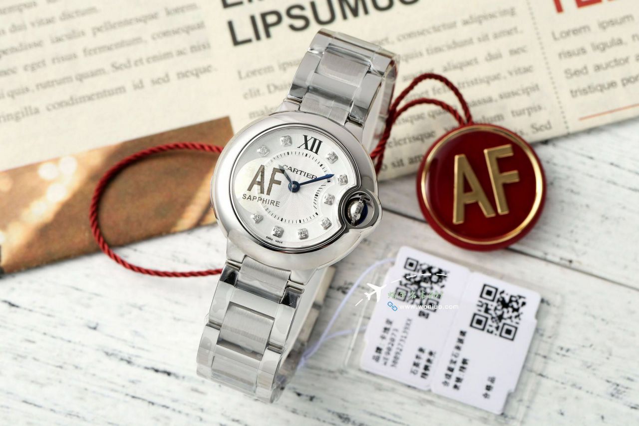 AF Cartier blue balloons28mm  Women  watch clone  series W69007Z3 watches  / K373