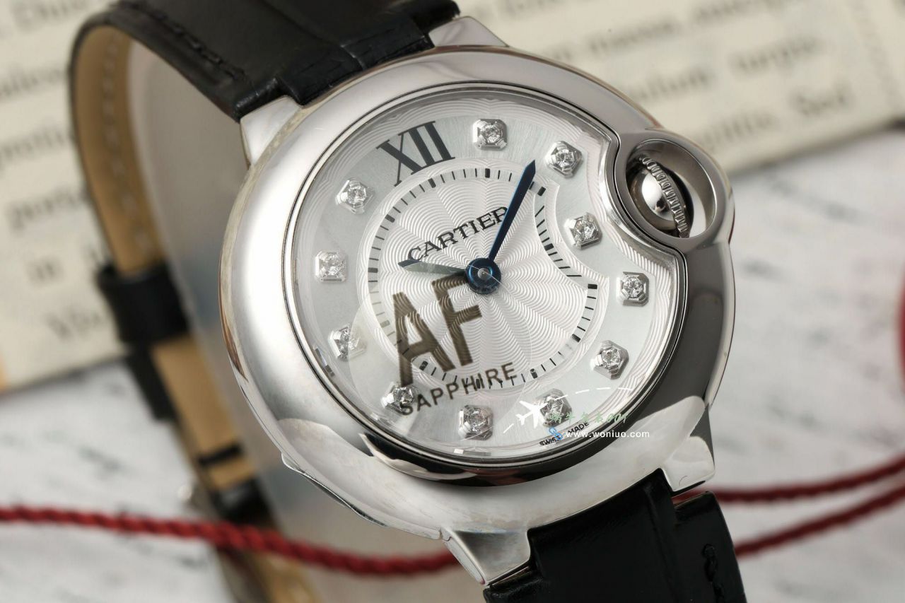 AF Cartier blue balloons28mm  Women  watch clone  series W69007Z3 watches  / K373