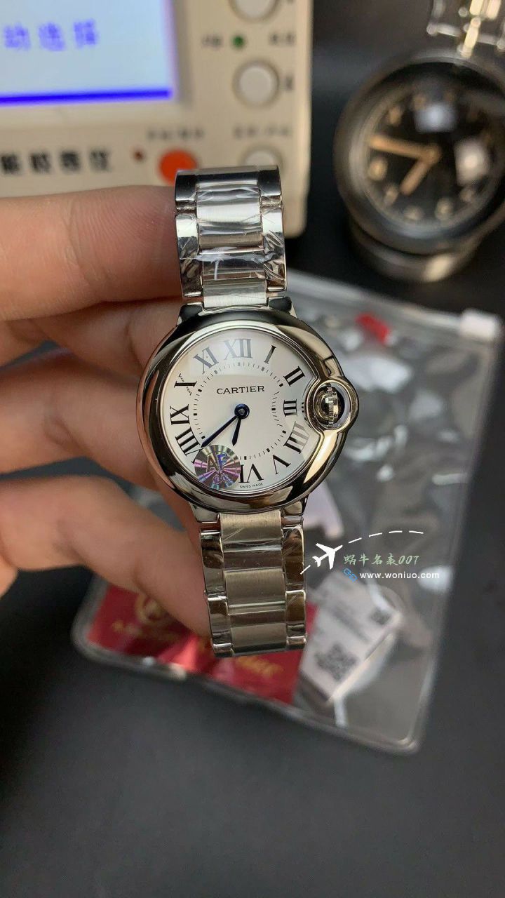 AF Cartier blue balloons28mm  Women  watch clone  series W69007Z3 watches  / K373