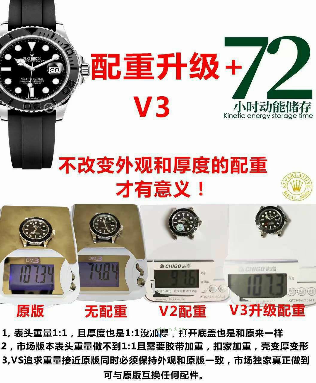 VS Factory V3 Version  latest  Matching weight version Rolex42 Yacht-Master 名仕m226659-0002best clone watch / R890