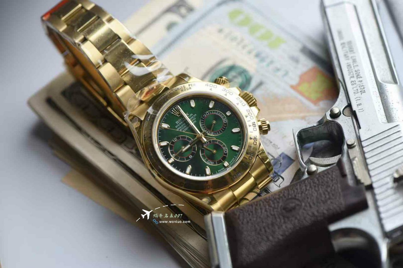 QF Matching weight version 172g Rolex Daytona  Green-faced Gold Daytona   clone watch m116508-0013 watches  / R906
