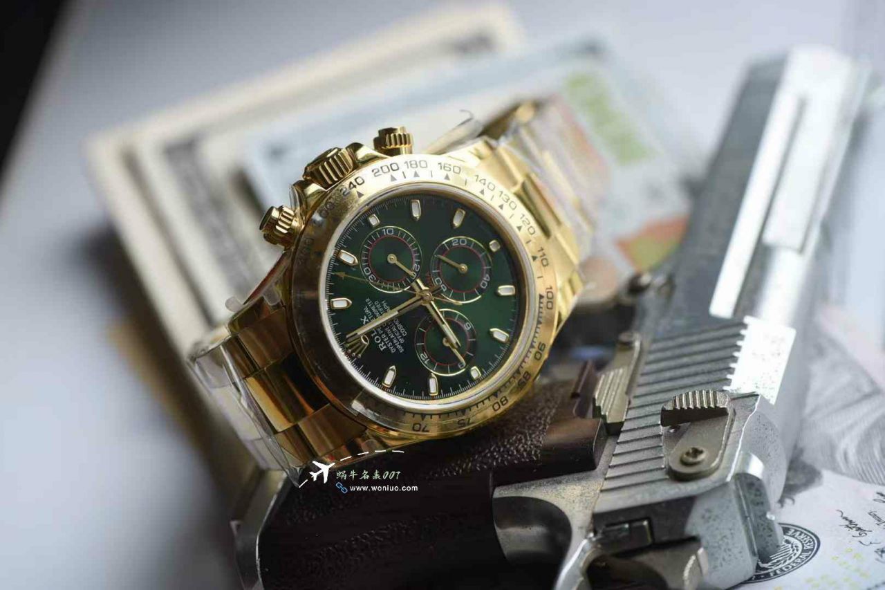 QF Matching weight version 172g Rolex Daytona  Green-faced Gold Daytona   clone watch m116508-0013 watches  / R906