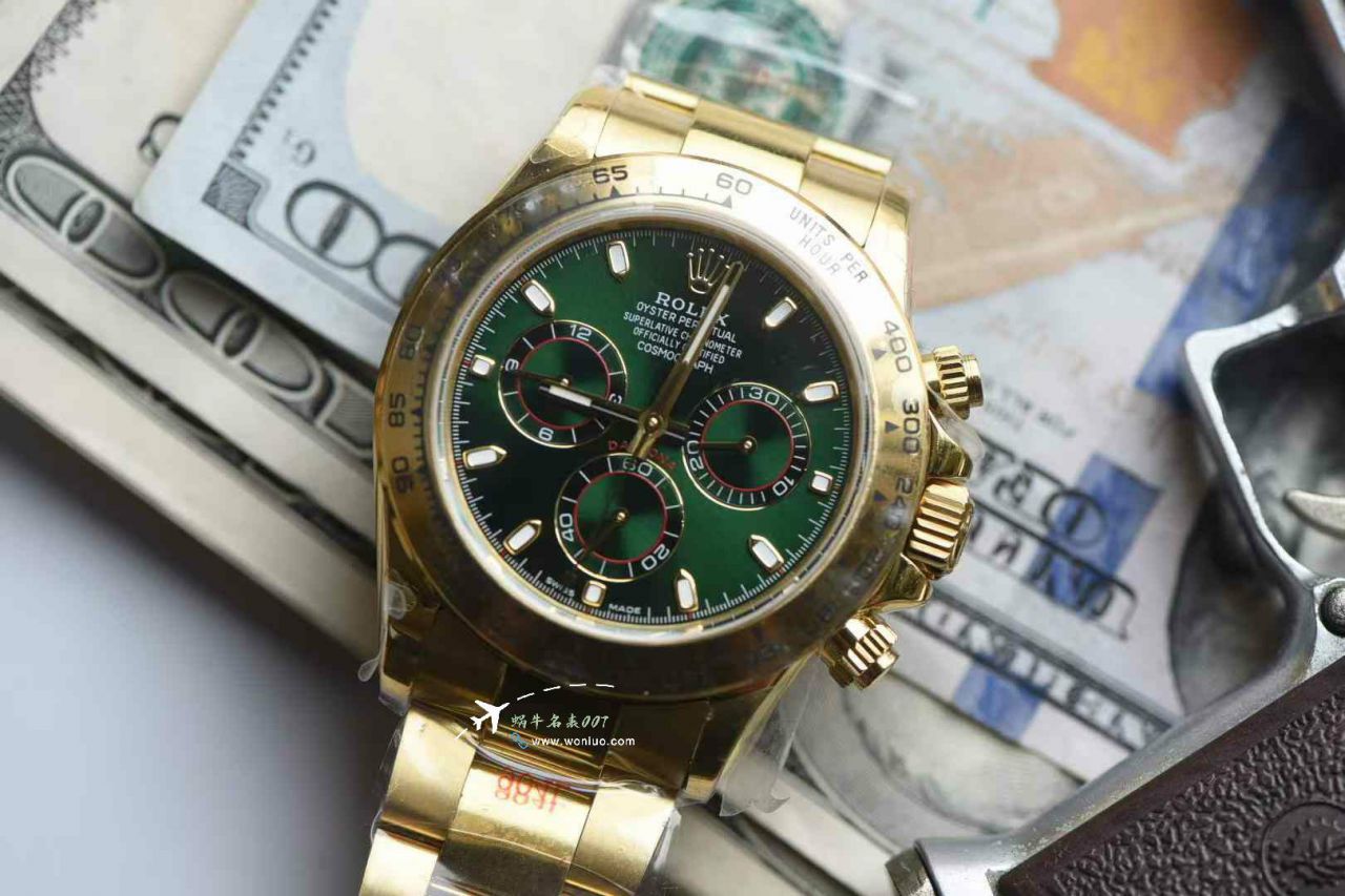 QF Matching weight version 172g Rolex Daytona  Green-faced Gold Daytona   clone watch m116508-0013 watches  / R906