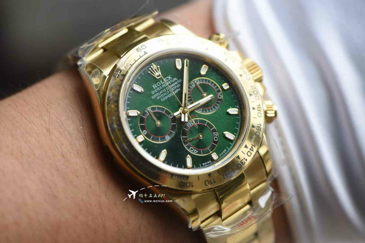 QF Matching weight version 172g Rolex Daytona  Green-faced Gold Daytona   clone watch m116508-0013 watches  / R906