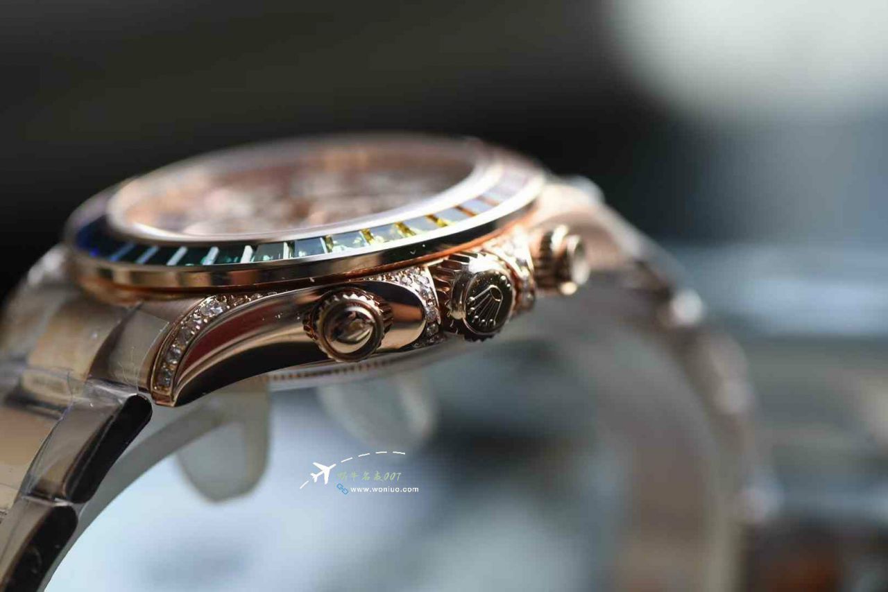  Ultra-high-end  Customized Rolex Gold-plated complete Moissanite  Matching weight version 4130 Rainbow Daytona 116595rbow-0004TOP clone  Daytona  watches  / R909