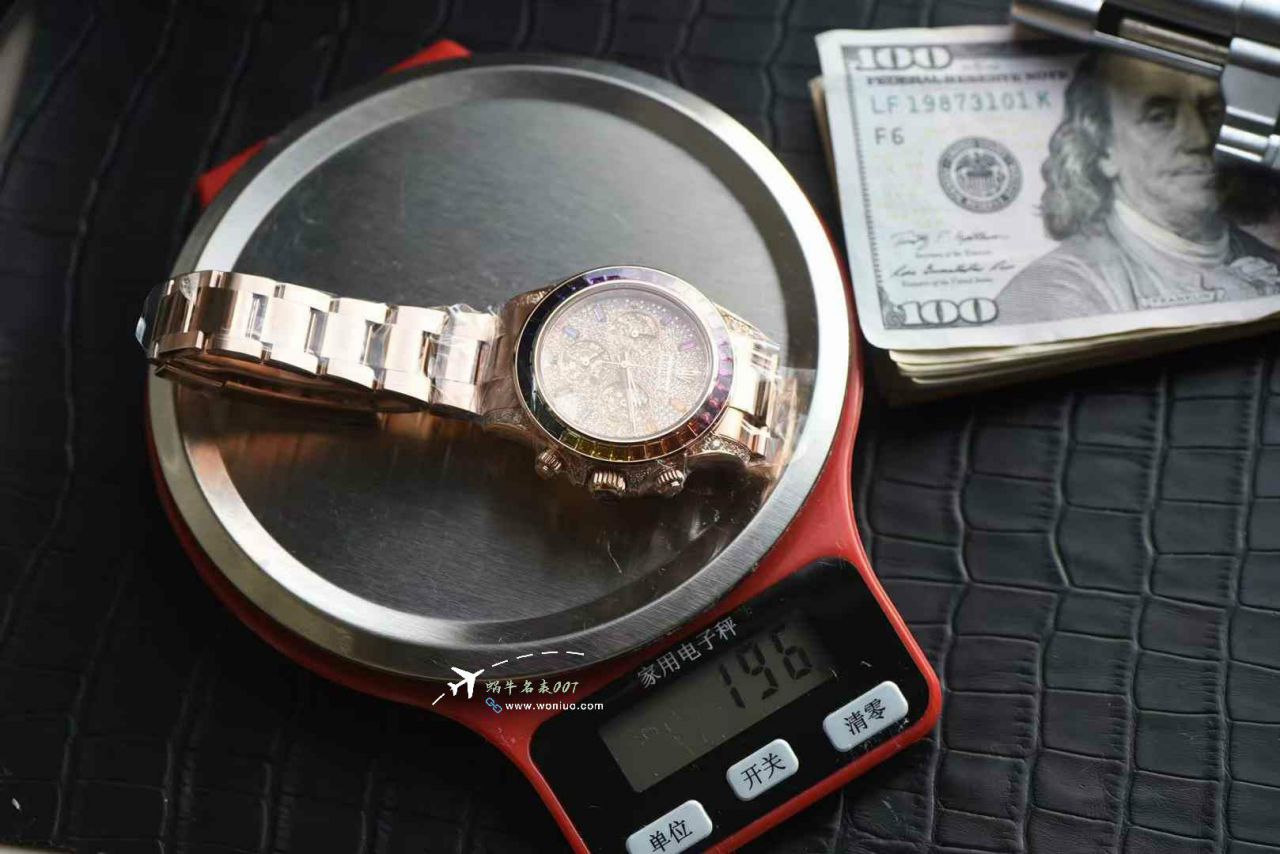  Ultra-high-end  Customized Rolex Gold-plated complete Moissanite  Matching weight version 4130 Rainbow Daytona 116595rbow-0004TOP clone  Daytona  watches  / R909