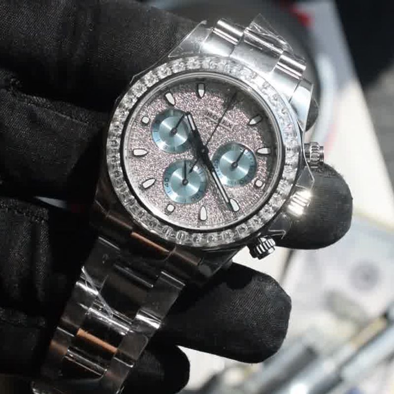  Customized  Deluxe Heavy Edition Rolex Cosmograph  ice   blue circle Daytona  clone 116576TBR watches 