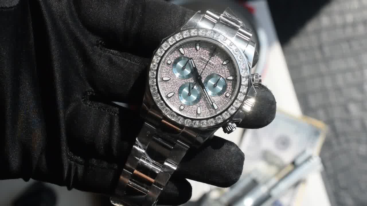  Customized  Deluxe Heavy Edition Rolex Cosmograph  ice   blue circle Daytona  clone 116576TBR watches  / R931