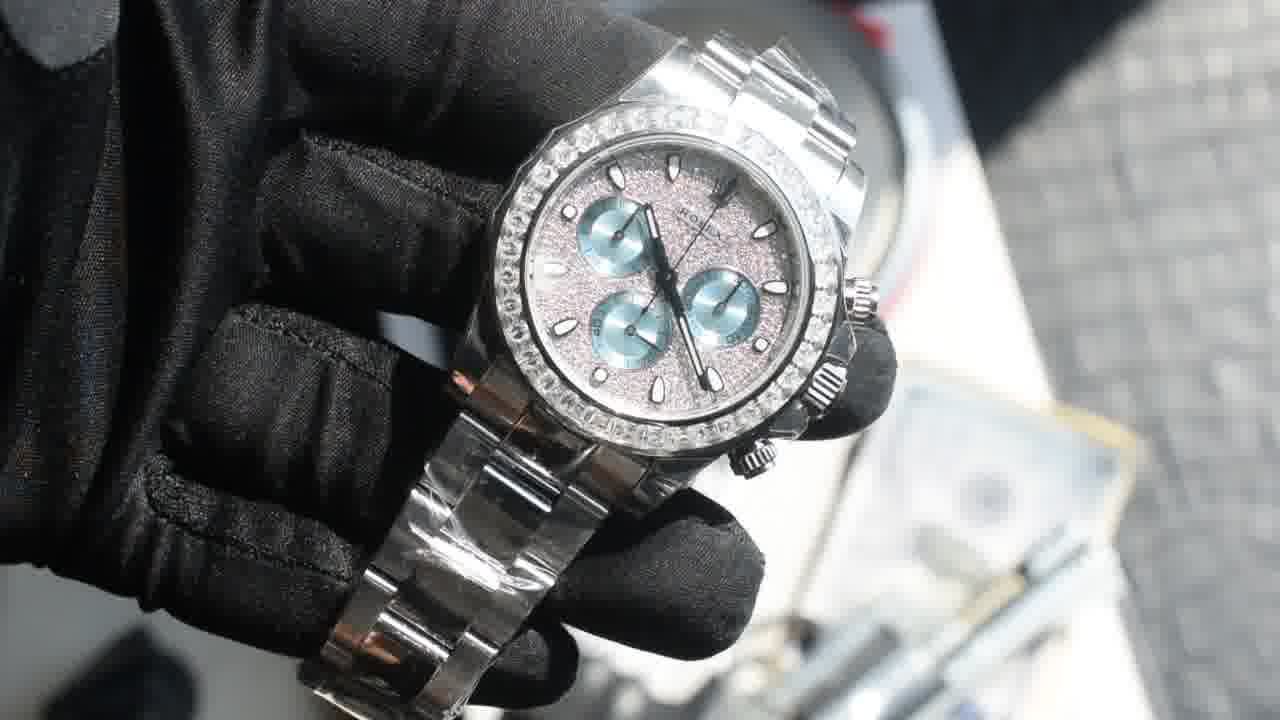  Customized  Deluxe Heavy Edition Rolex Cosmograph  ice   blue circle Daytona  clone 116576TBR watches  / R931