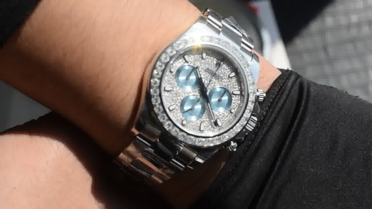  Customized  Deluxe Heavy Edition Rolex Cosmograph  ice   blue circle Daytona  clone 116576TBR watches  / R931