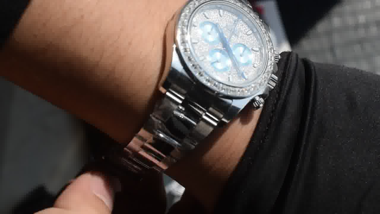  Customized  Deluxe Heavy Edition Rolex Cosmograph  ice   blue circle Daytona  clone 116576TBR watches  / R931