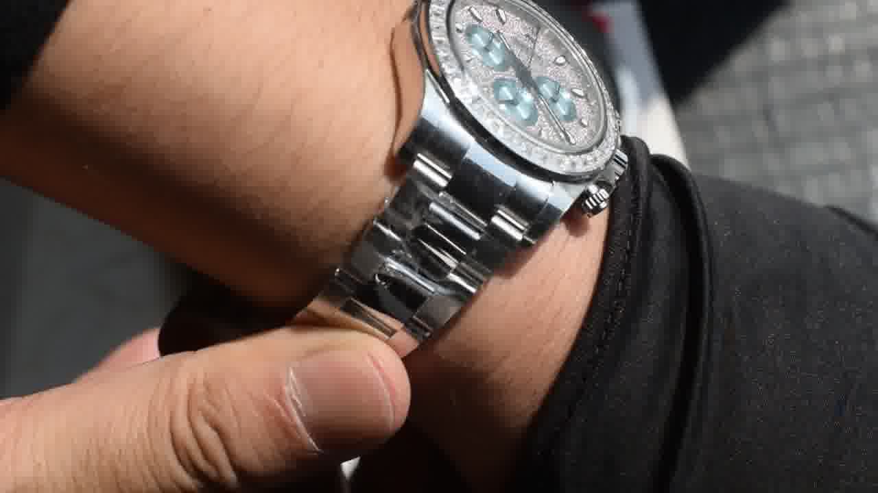 Customized  Deluxe Heavy Edition Rolex Cosmograph  ice   blue circle Daytona  clone 116576TBR watches  / R931