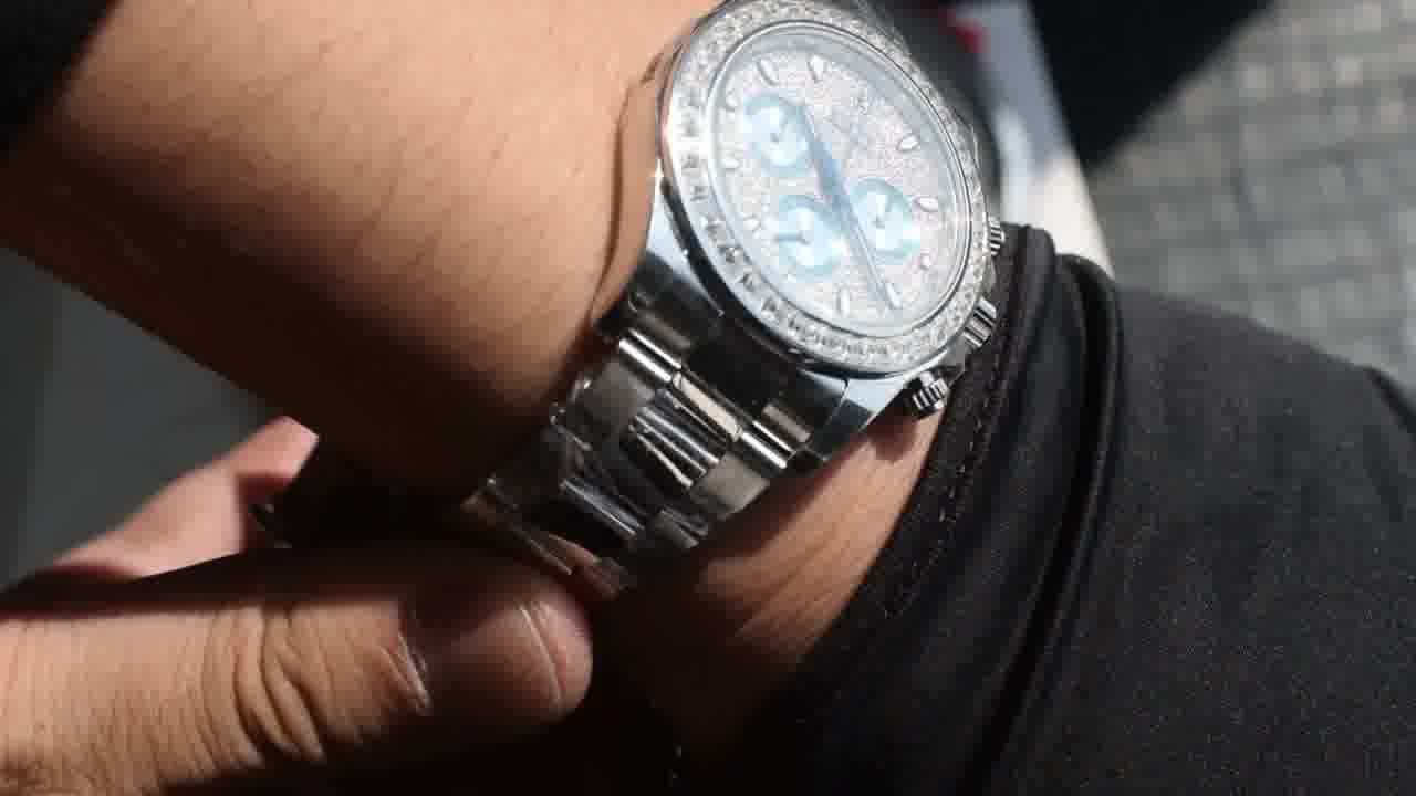  Customized  Deluxe Heavy Edition Rolex Cosmograph  ice   blue circle Daytona  clone 116576TBR watches  / R931