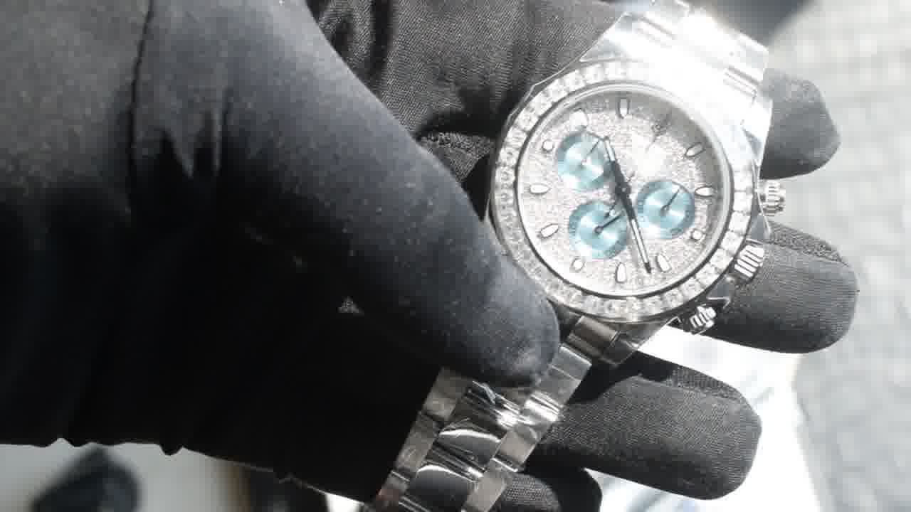  Customized  Deluxe Heavy Edition Rolex Cosmograph  ice   blue circle Daytona  clone 116576TBR watches  / R931