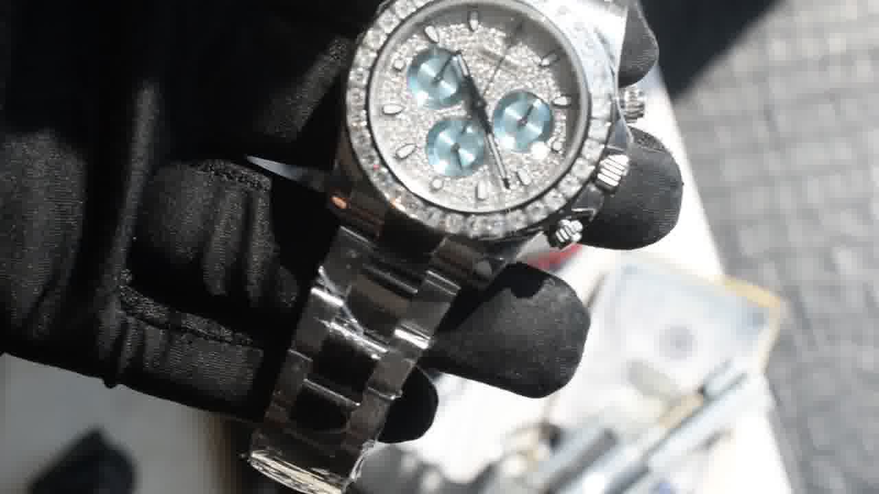  Customized  Deluxe Heavy Edition Rolex Cosmograph  ice   blue circle Daytona  clone 116576TBR watches  / R931