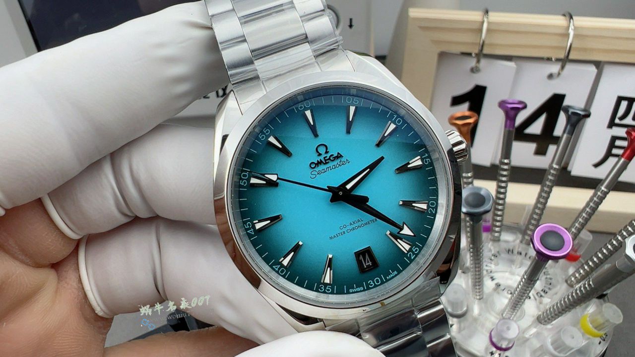 VS Omega  Gradient Turquoise  Seamaster 150TOP clone 220.10.41.21.03.006 watches  / VS826