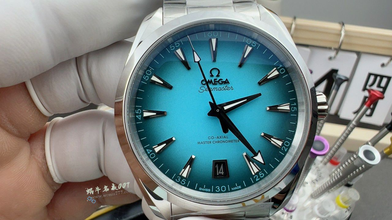 VS Omega  Gradient Turquoise  Seamaster 150TOP clone 220.10.41.21.03.006 watches  / VS826