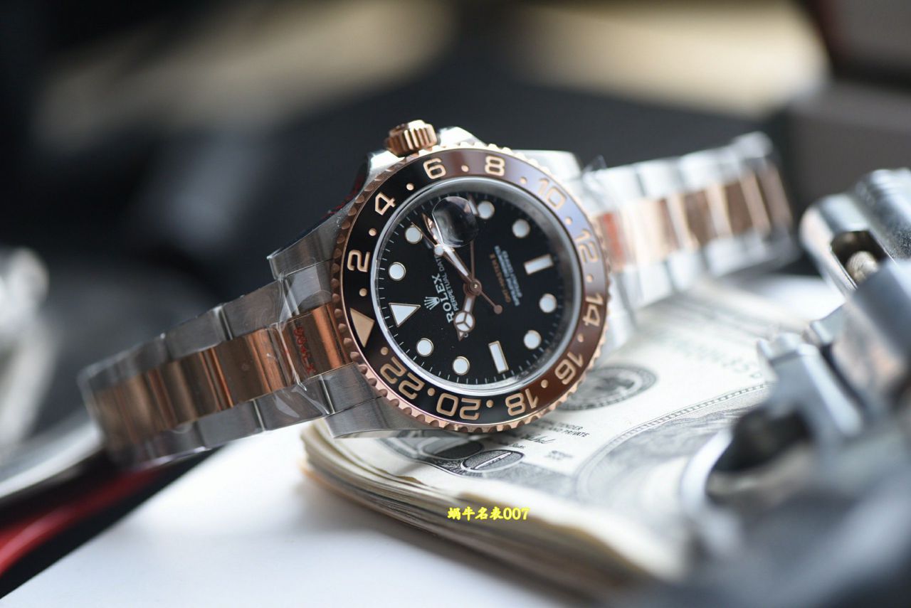  Video review  Gold-plated  Matching weight version Rolex GMT-Master  Sarsaparilla bezel m126711chnr-0002TOP clone watches  / R1013