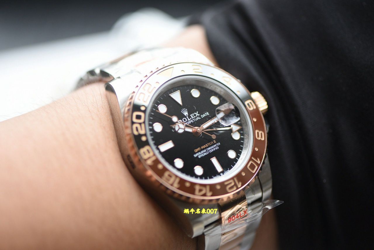  Video review  Gold-plated  Matching weight version Rolex GMT-Master  Sarsaparilla bezel m126711chnr-0002TOP clone watches  / R1013