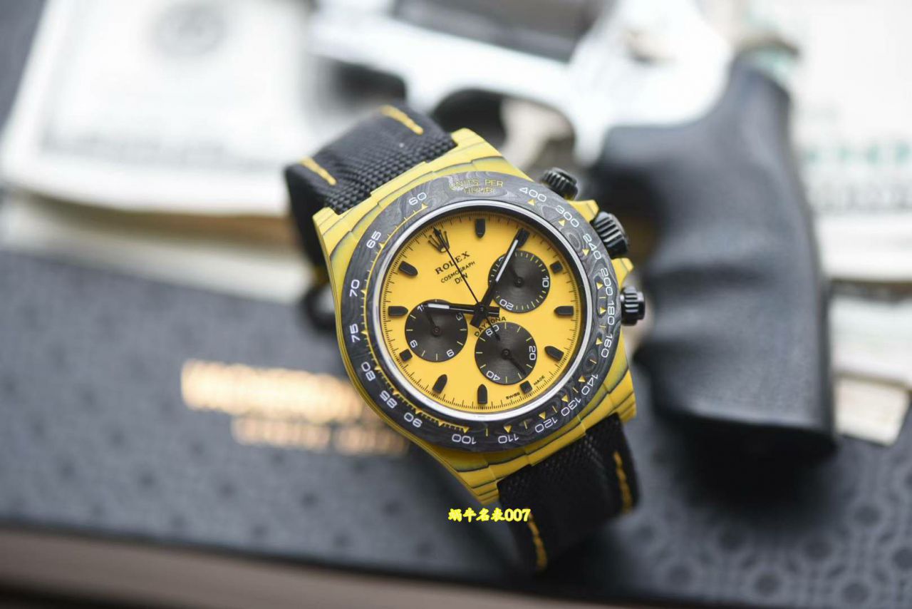   watch review N Factory Diw  Customized version ROLEX  Daytona  Bumblebee  carbon fiber 壳 watches  / R1017