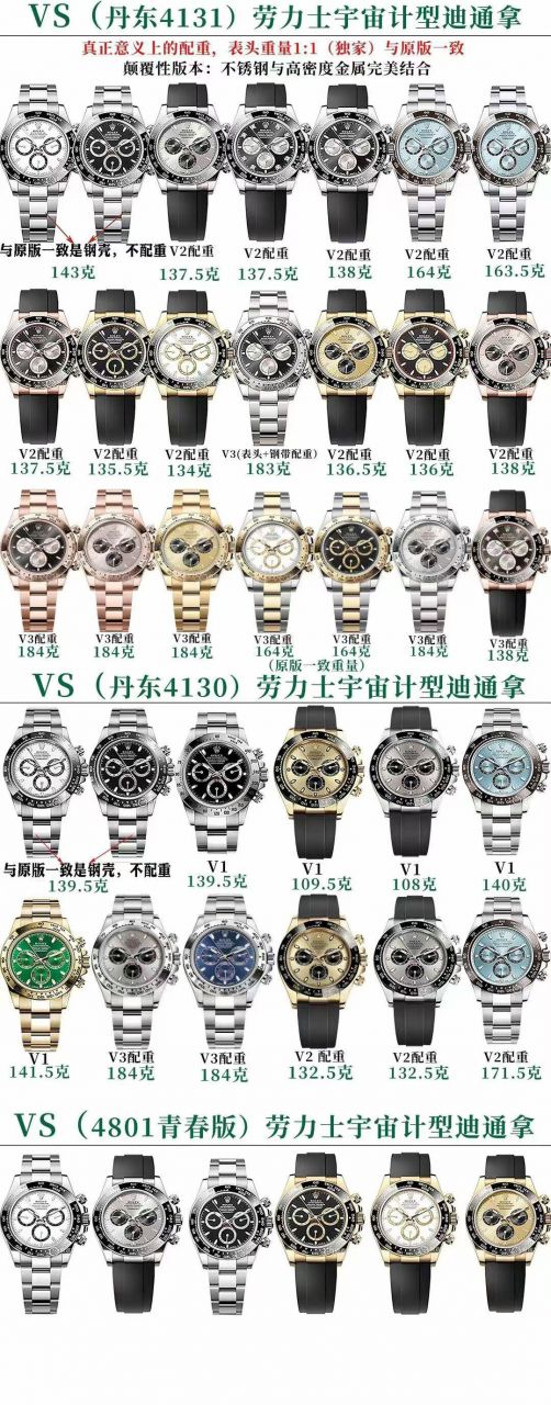 VS  Dandong 4131   Rolex Daytona  Matching weight version V3 New models  watch set  / R1028