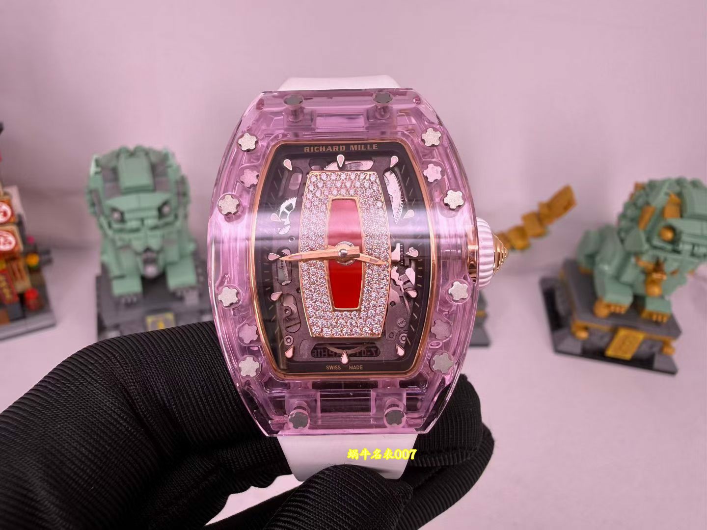 高端定制 RM07-01粉水晶Richard Mille  RM 07-01红唇女表中国1:1复刻手表 /  