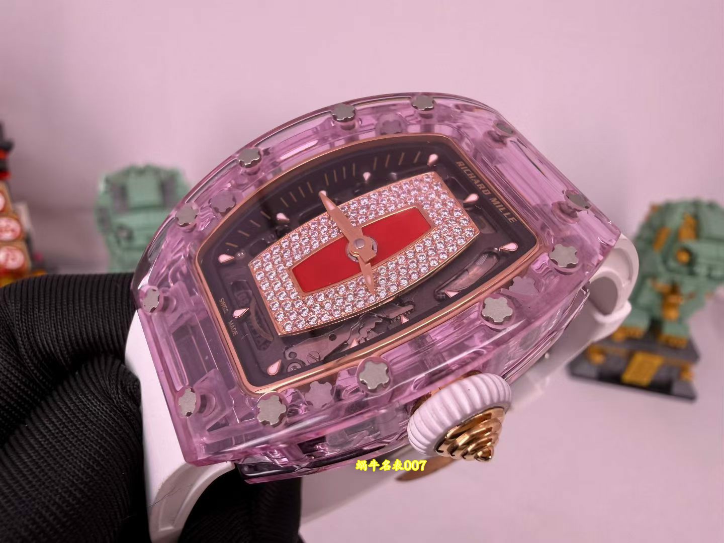 高端定制 RM07-01粉水晶Richard Mille  RM 07-01红唇女表中国1:1复刻手表 /  